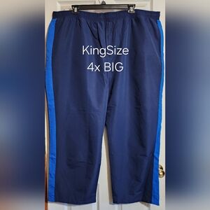 KingSize Men's 4X Big Navy Blue Track Joggers with Royal Side Stripe